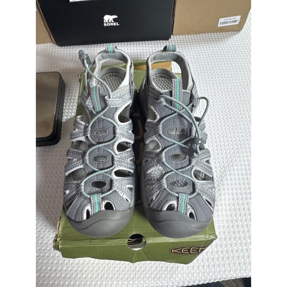 KEEN Sandals Womens 9.5 Whisper Medium Grey Peacock Green Hiking 1022814 NIB